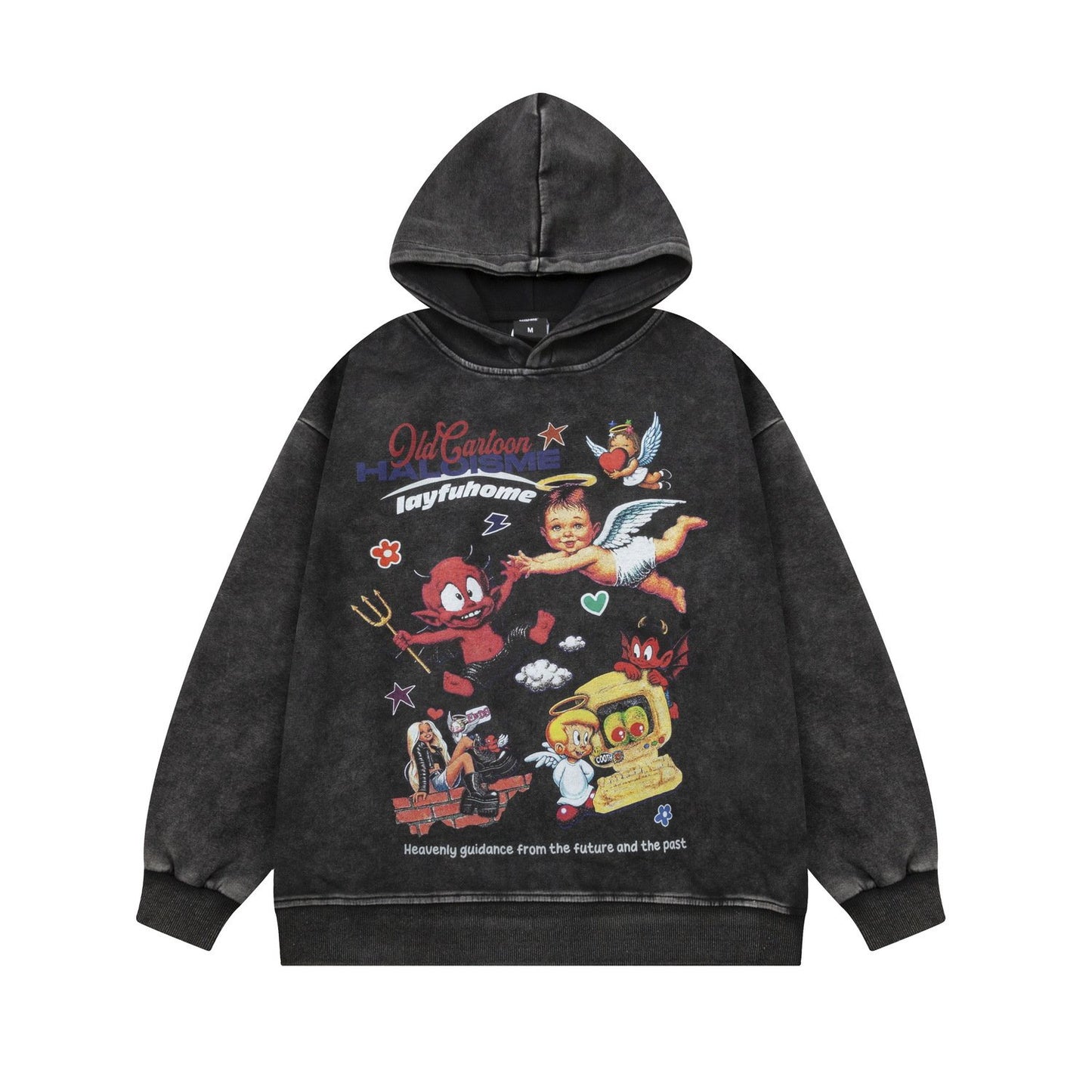American Retro Imp Wash Hooded Sweater Oversize Men's Casual Top