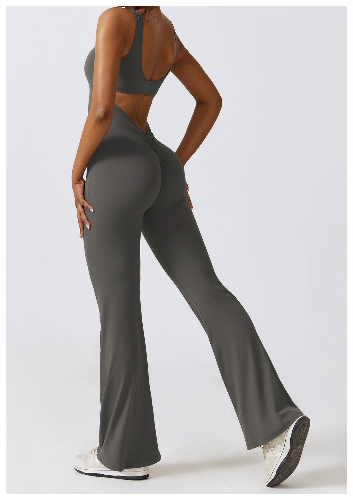 The United States Hollow-out Back Jumpsuit Peach Hip-lifting Sports Fitness Suit Micro-hora Jumpsuit Yoga Suit