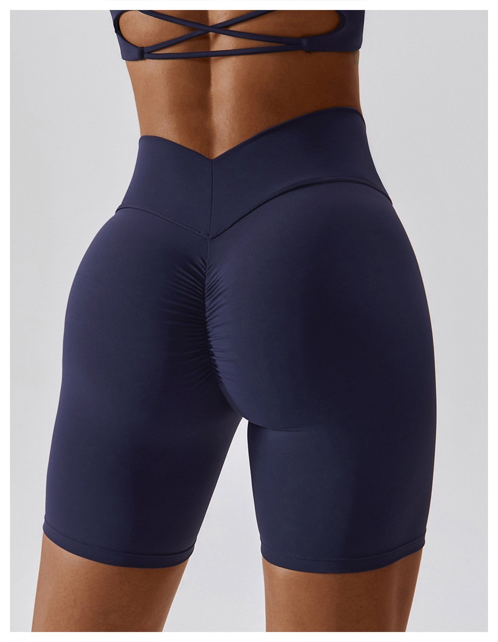 European And American Naked Tight Yoga Shorts Women's High Waist Hip-lifting Fitness Pants Running Tight Sports Shorts 8233