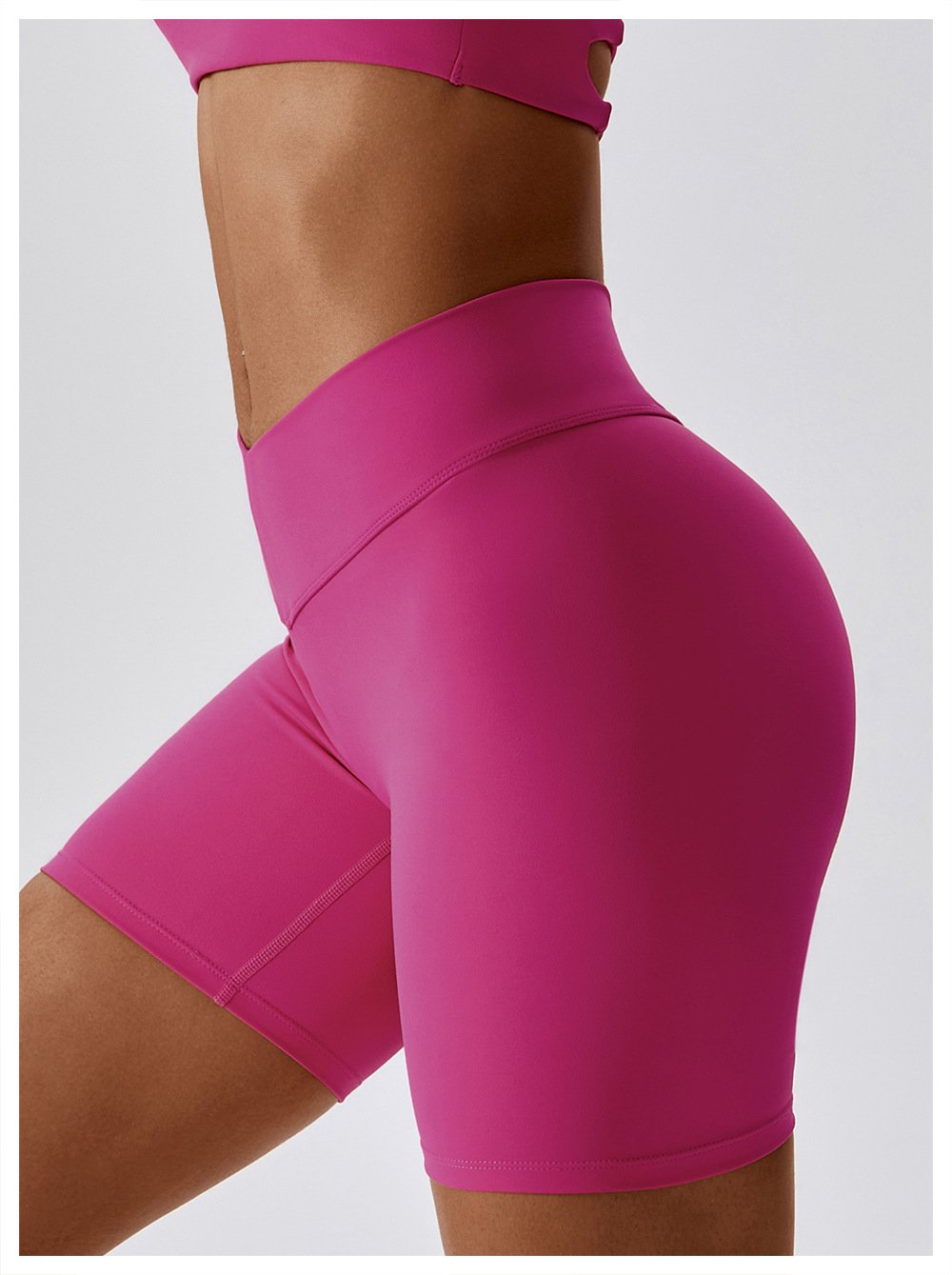 European And American Naked Tight Yoga Shorts Women's High Waist Hip-lifting Fitness Pants Running Tight Sports Shorts 8233