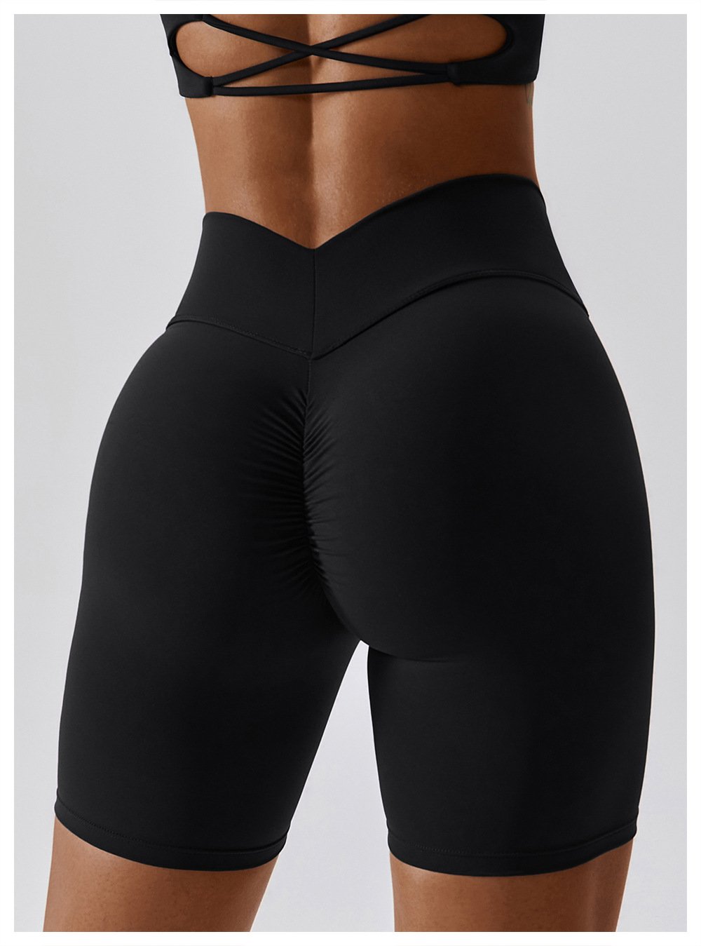 European And American Naked Tight Yoga Shorts Women's High Waist Hip-lifting Fitness Pants Running Tight Sports Shorts 8233