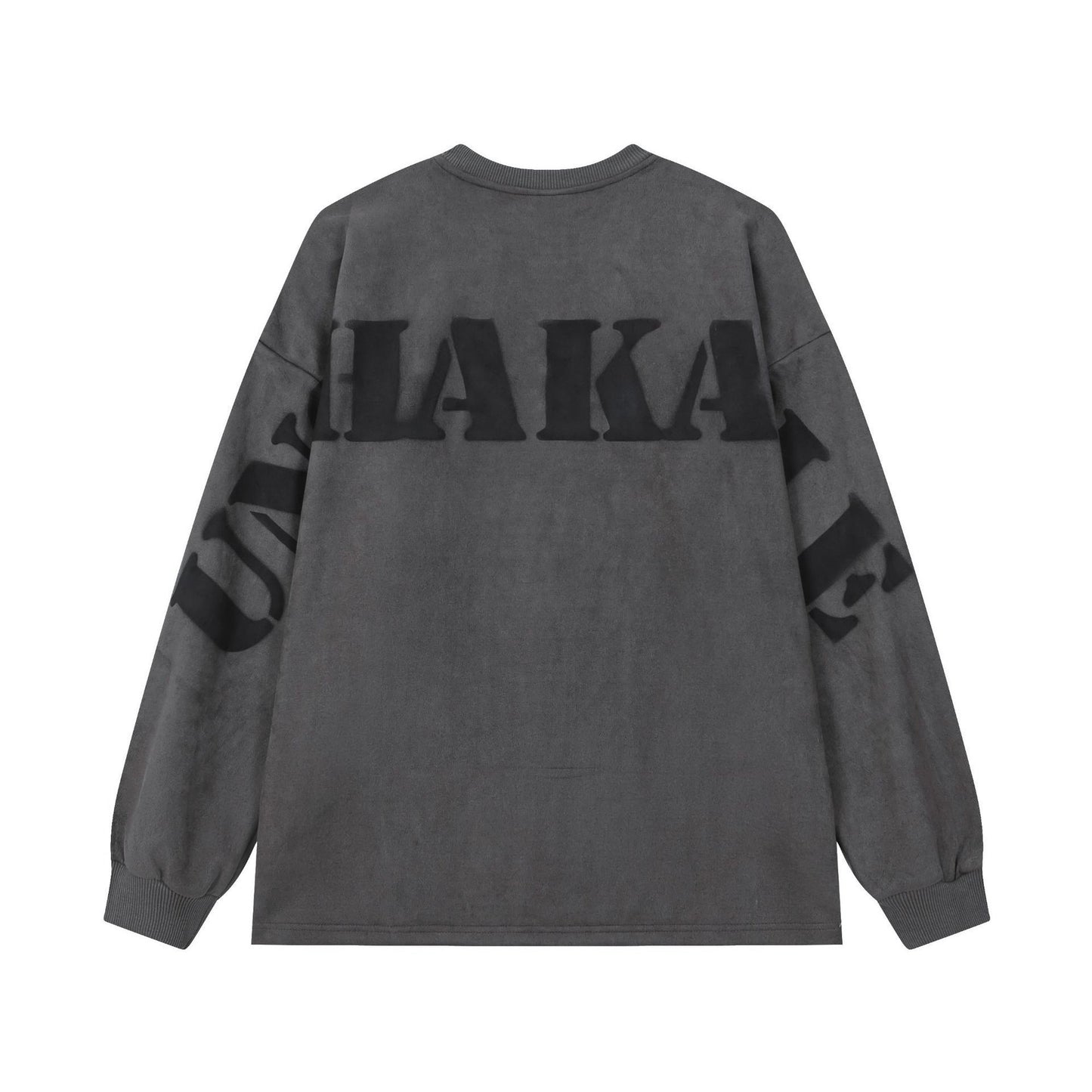 T890-suede Old Spray Color Dyeing Embroidered Long Sleeve Round Neck Pullover Long Sleeve Jacket