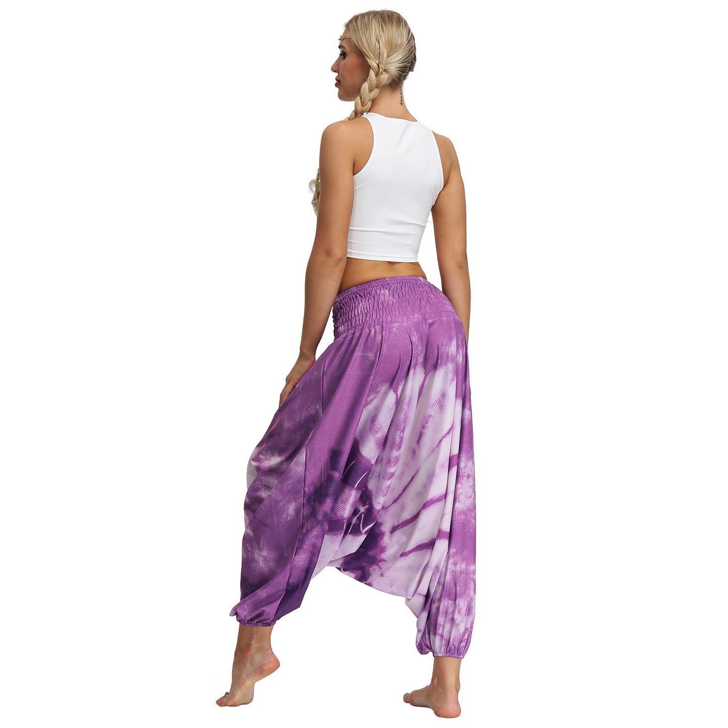 Amazon Explosions Tie-Dye Digital Printing Women's Sports Yoga Pants Large Size Loose Crotch Lantern Dance Pants