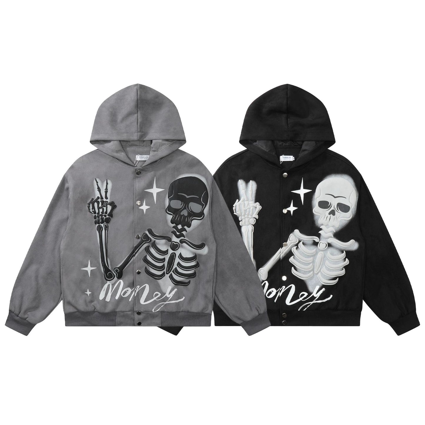 New Hooded Sweater Skull Foam Printed Top Loose Casual Men's And Women's Couples Jacket