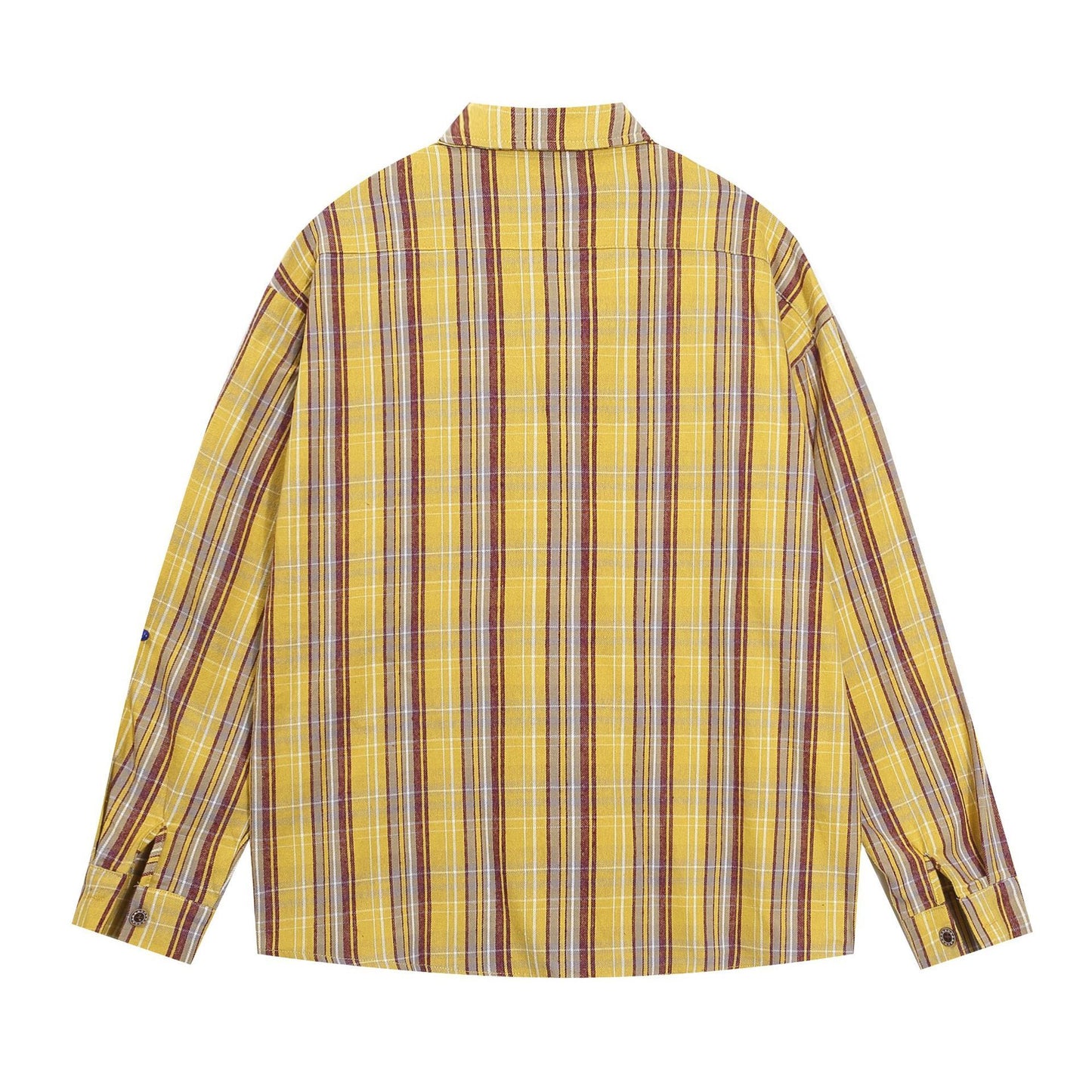 American Style Retro Embroidered Contrast Color Striped Long Sleeve Shirt Autumn Loose Casual Ins Couple Shirt