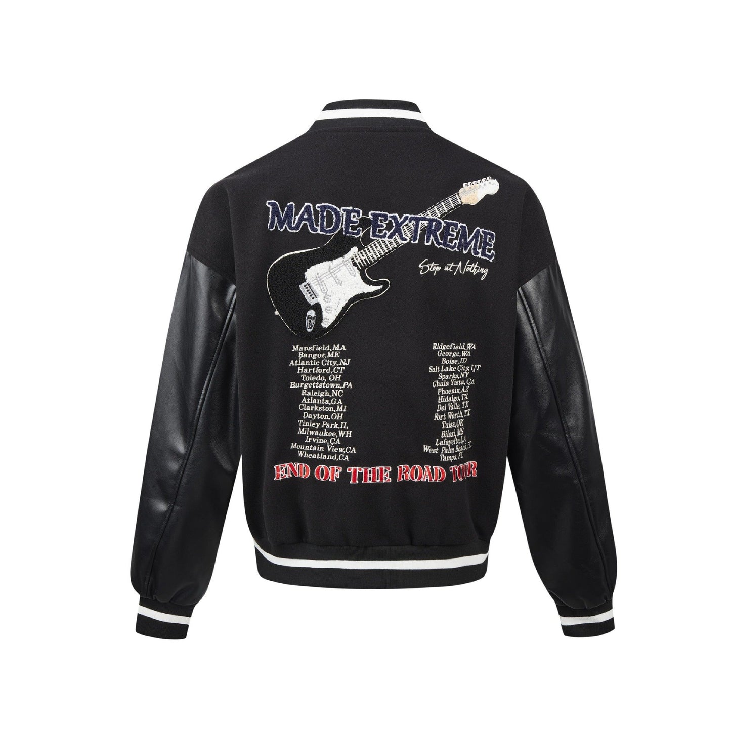Autumn And Winter American Retro Towel Embroidered Letter PU Leather Sleeve Street Baseball Suit Woolen Coat For Men And Women
