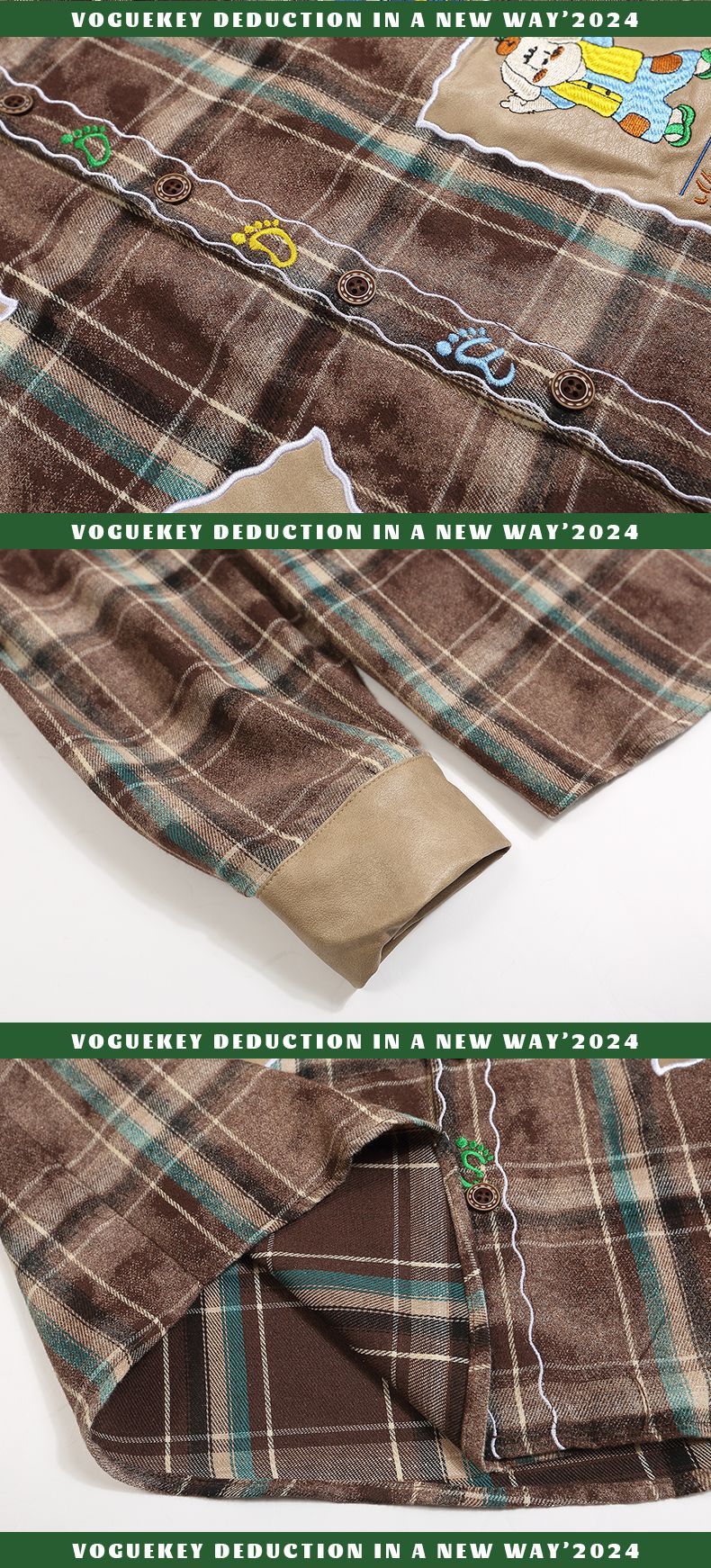 Autumn 2024 New Style Washed Dirty Dye Plaid Embroidered Vintage Plaid Shirt For Men And Women Lazy Style
