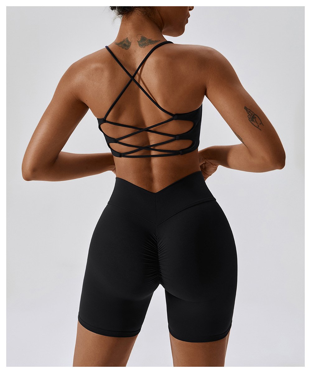 European And American Summer Shockproof Naked Yoga Bra Outer Wear Running Fitness Sports Underwear Beauty Back Yoga Vest 8233