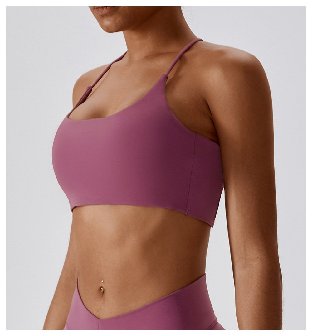 European And American Summer Shockproof Naked Yoga Bra Outer Wear Running Fitness Sports Underwear Beauty Back Yoga Vest 8233