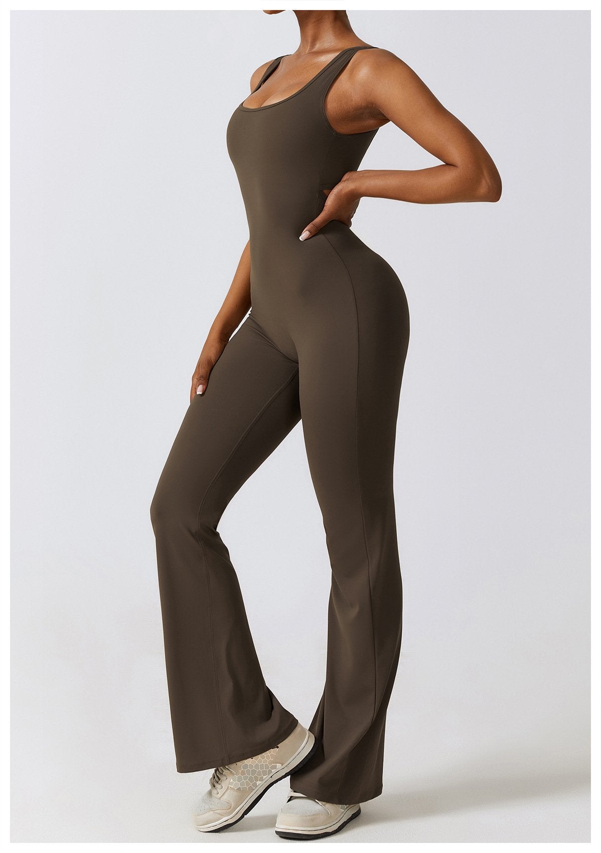 The United States Hollow-out Back Jumpsuit Peach Hip-lifting Sports Fitness Suit Micro-hora Jumpsuit Yoga Suit