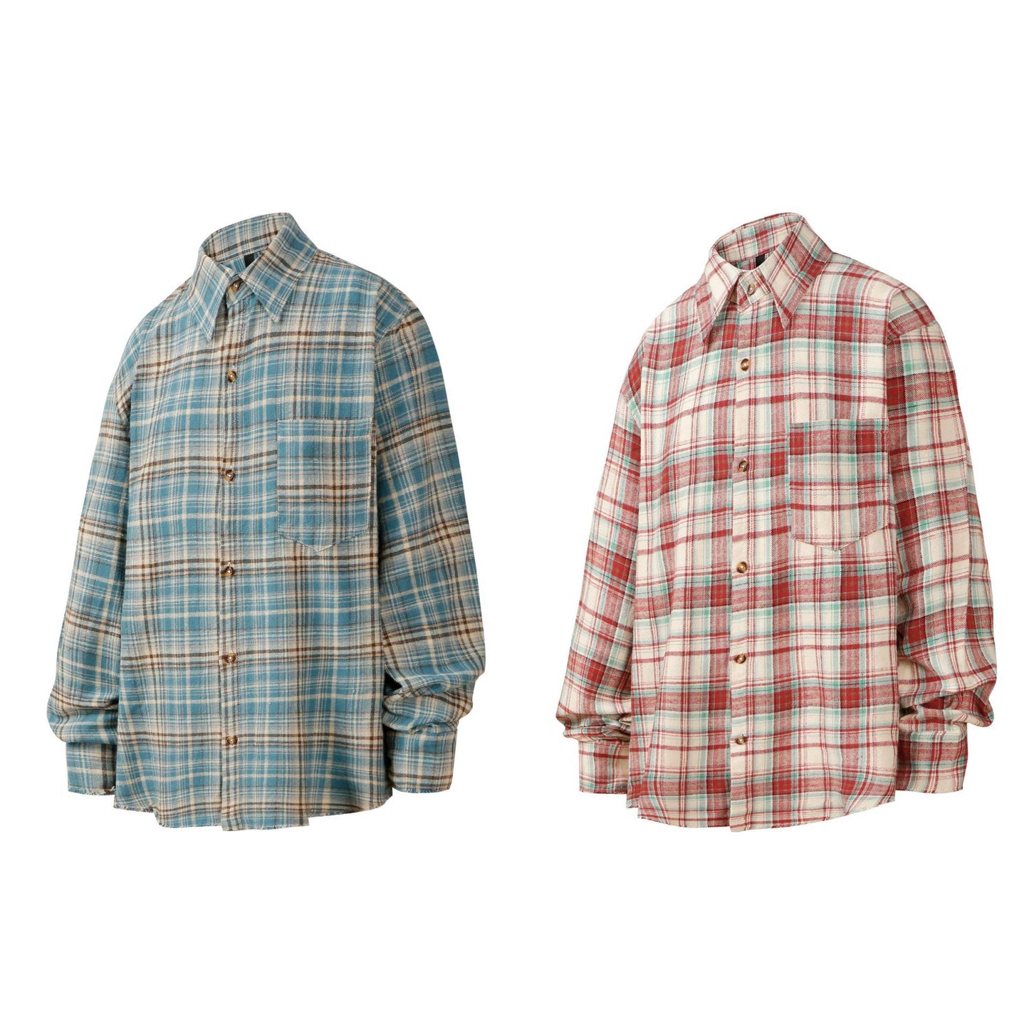 American-style Retro Plaid Shirt Long-sleeved Loose High-end Sense Hiphop Plaid Fur-edged Shirt Jacket