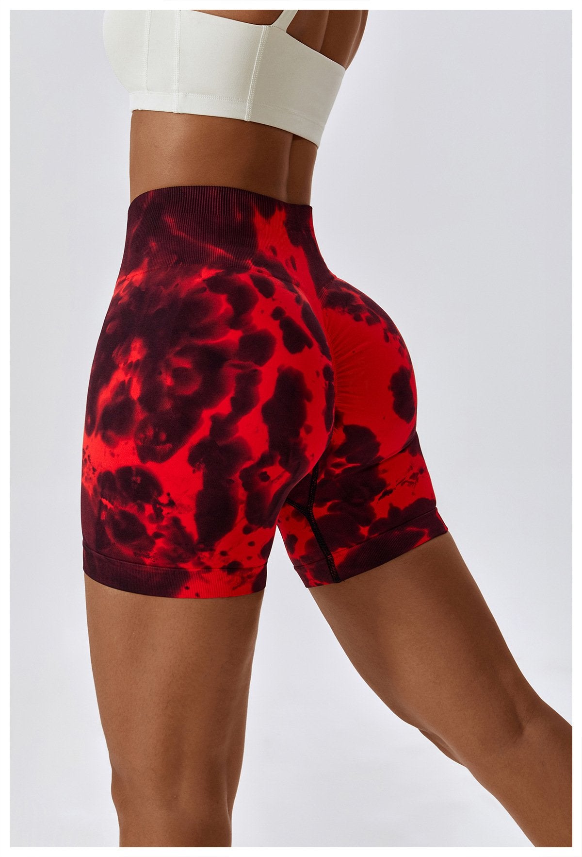 European And American Tie-Dye Seamless Yoga Shorts High Waist Hip-lifting Fitness Pants Belly Tight Sports Shorts Women's 7356