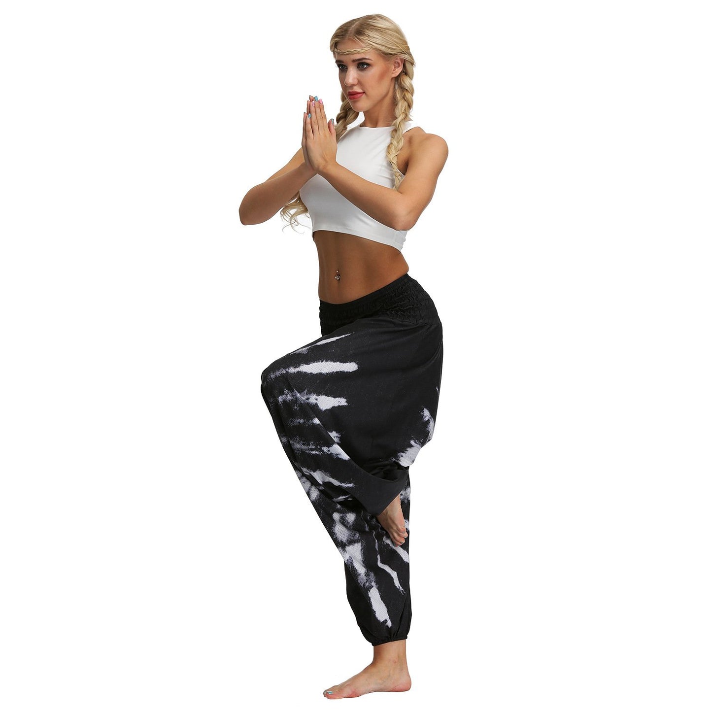 Amazon Explosions Tie-Dye Digital Printing Women's Sports Yoga Pants Large Size Loose Crotch Lantern Dance Pants