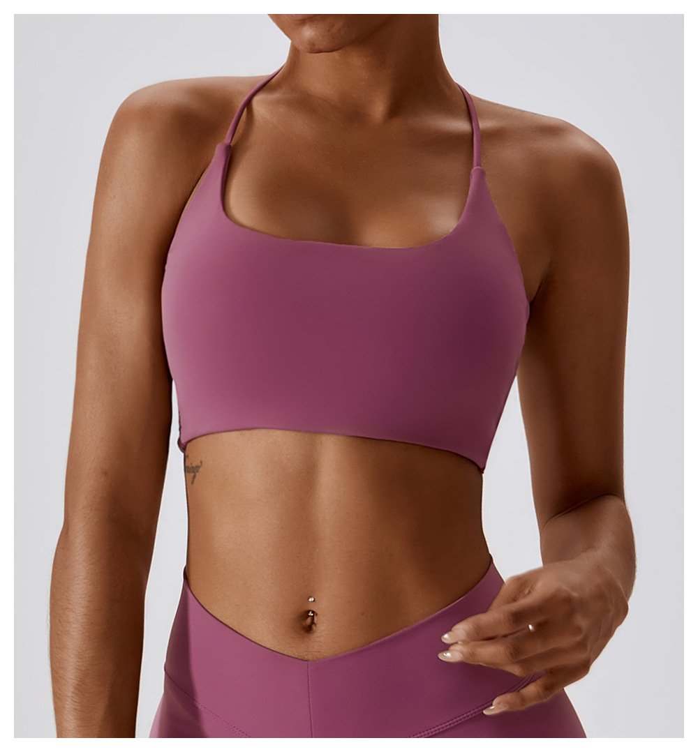 European And American Summer Shockproof Naked Yoga Bra Outer Wear Running Fitness Sports Underwear Beauty Back Yoga Vest 8233