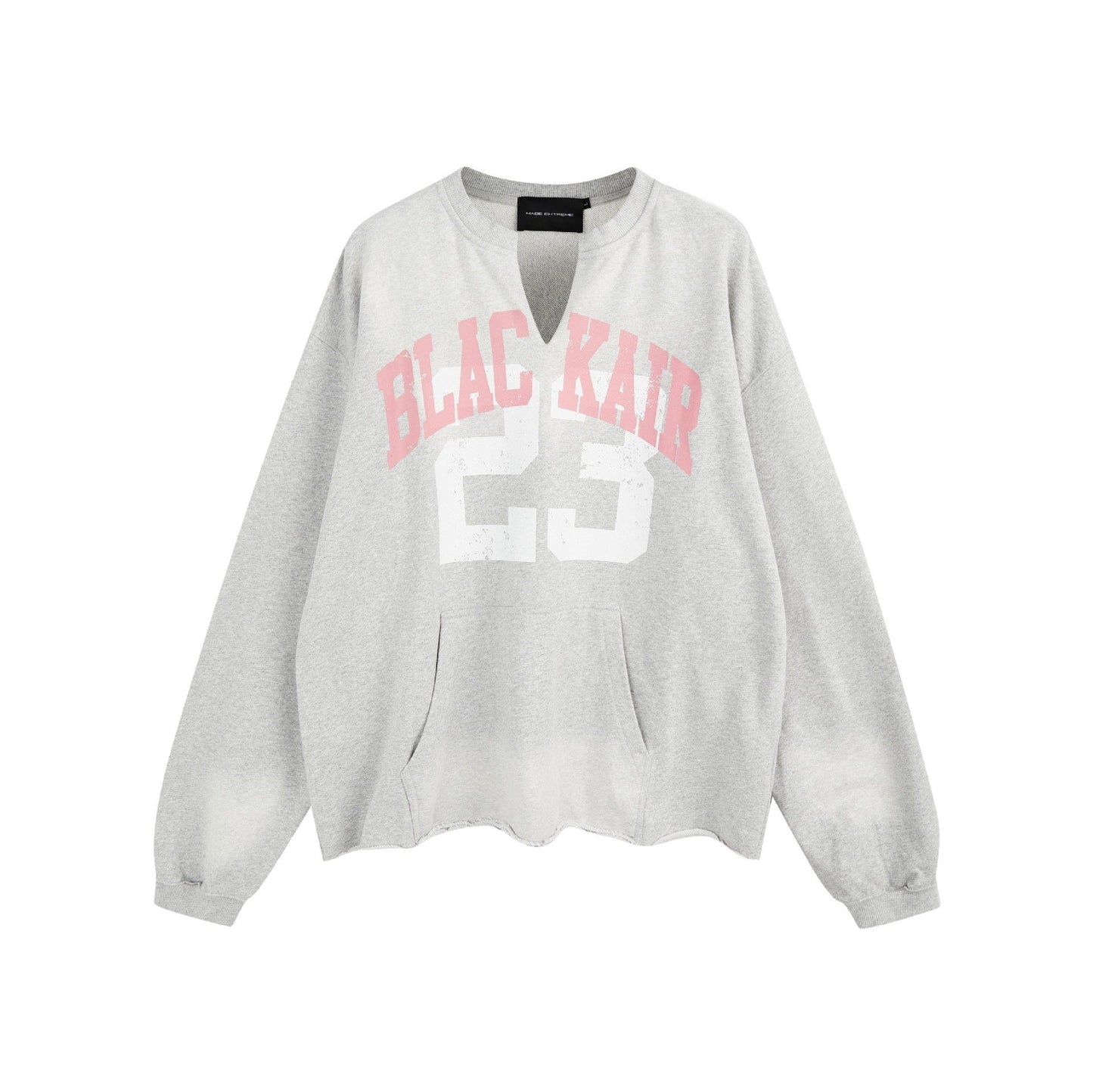 Autumn And Winter New American Style Retro Letter Printing Washed Old V-neck Pullover Sweat For Men And Women