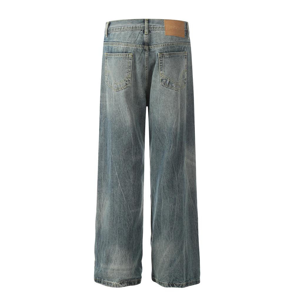 American Style Retro Wash-up Old Jeans Men's Loose Wide-leg All-match Dad Pants Instagram Street Trendy Straight Pants