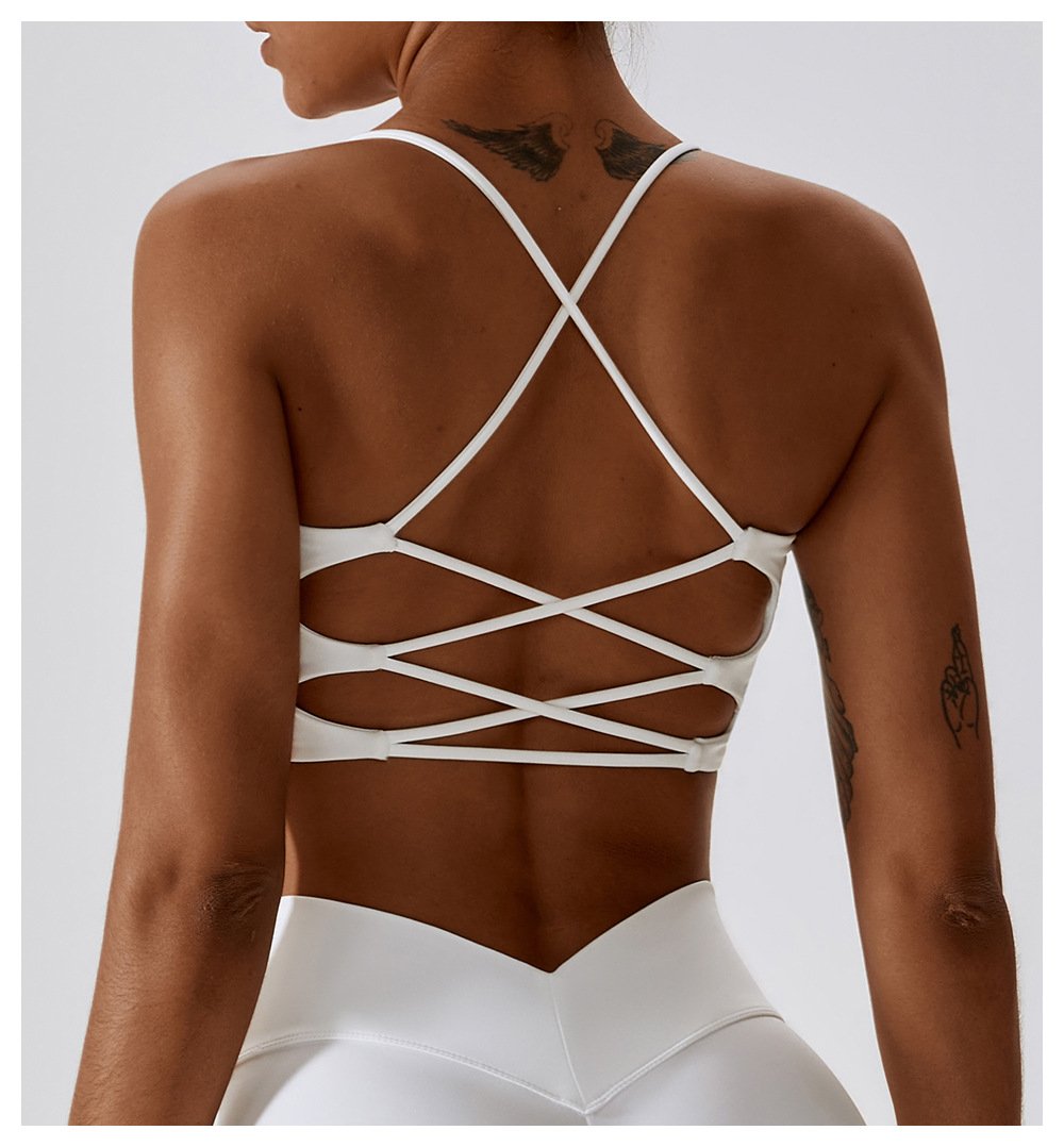 European And American Summer Shockproof Naked Yoga Bra Outer Wear Running Fitness Sports Underwear Beauty Back Yoga Vest 8233
