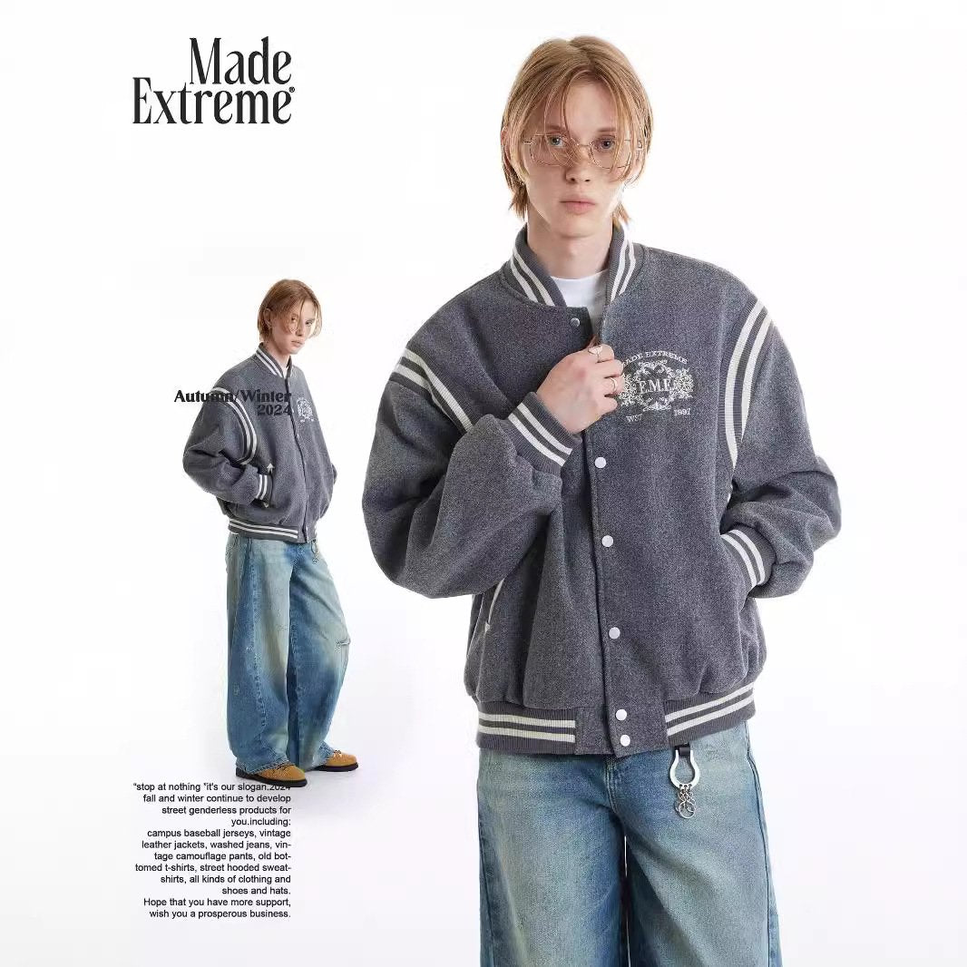 Badge Letter Embroidered Button Autumn And Winter New All-match Casual Sports Jacket Coat