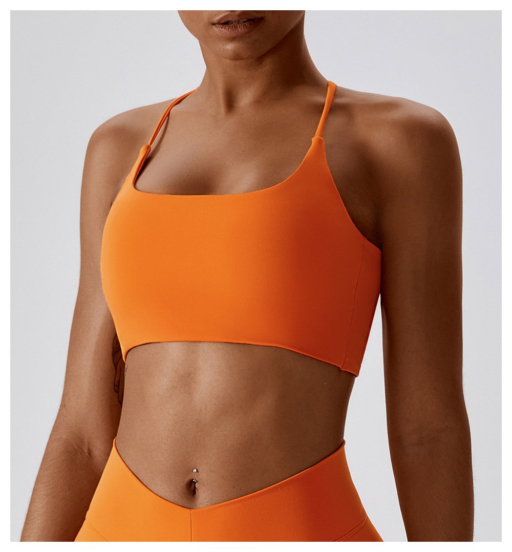 European And American Summer Shockproof Naked Yoga Bra Outer Wear Running Fitness Sports Underwear Beauty Back Yoga Vest 8233
