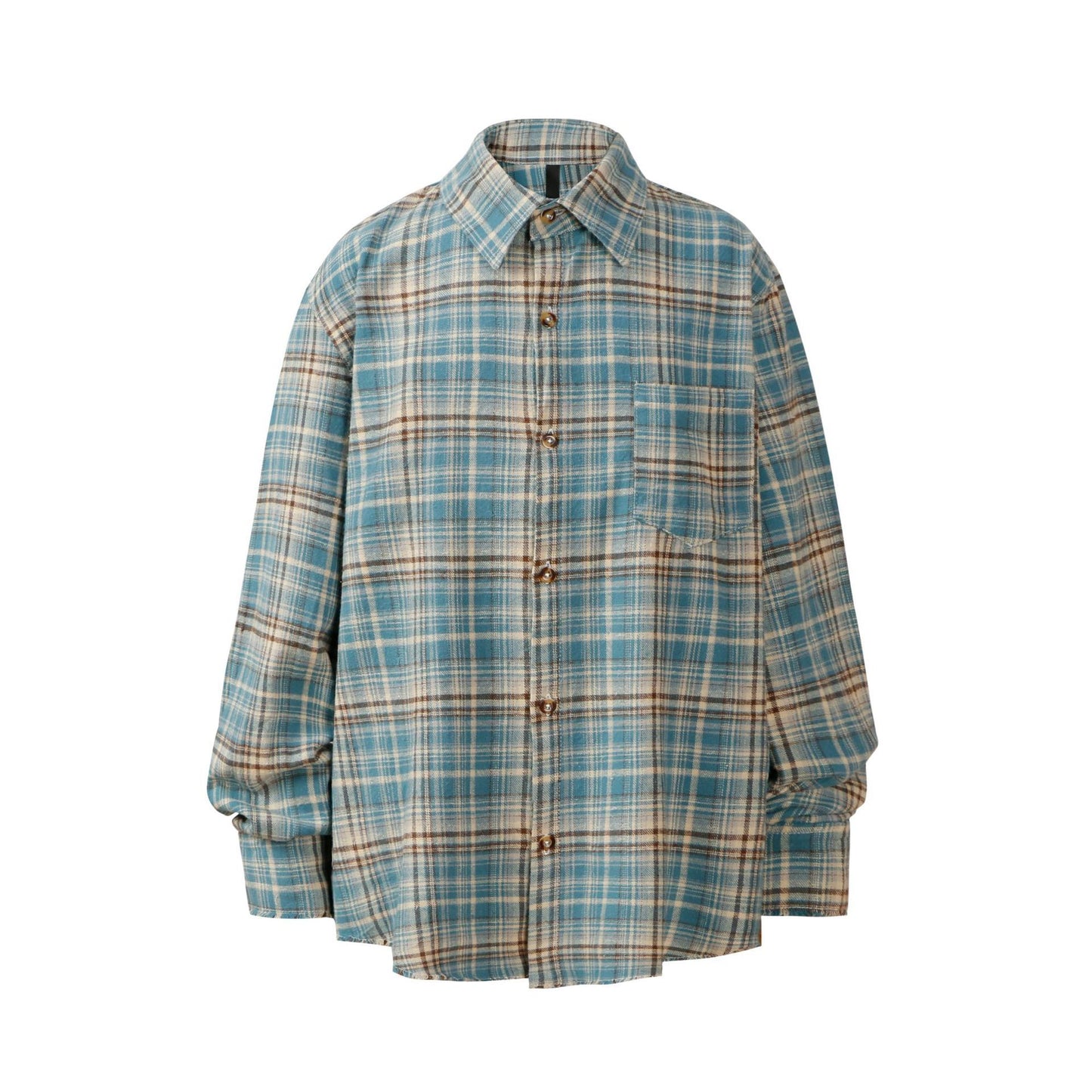 American-style Retro Plaid Shirt Long-sleeved Loose High-end Sense Hiphop Plaid Fur-edged Shirt Jacket