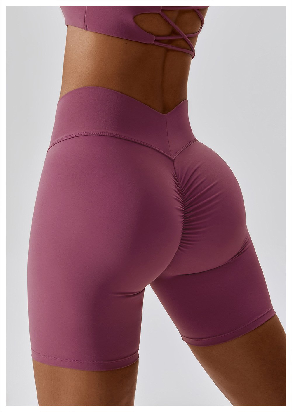 European And American Naked Tight Yoga Shorts Women's High Waist Hip-lifting Fitness Pants Running Tight Sports Shorts 8233