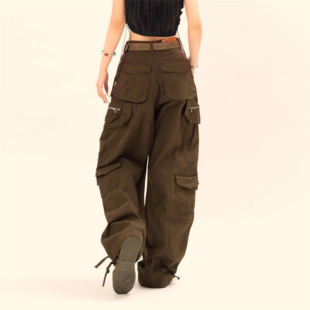 Vibe Fashion Brand High Street Loose Wide Leg Workwear Trousers Men's And Women's Casual Rock Metal Design Sense Straight Pants