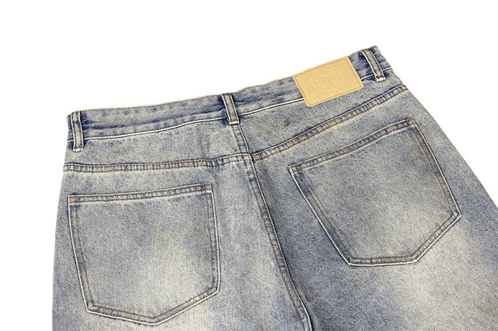 Dirty Dyed Washed Old Ripped Jeans Men's High Street American Style Fashion Brand Straight Pants Loose Wide-leg Long Pants