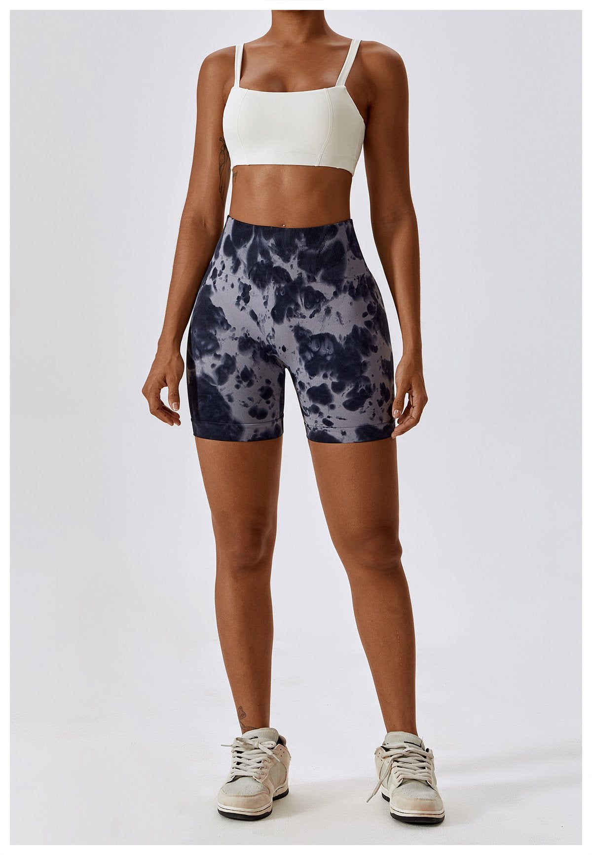 European And American Tie-Dye Seamless Yoga Shorts High Waist Hip-lifting Fitness Pants Belly Tight Sports Shorts Women's 7356