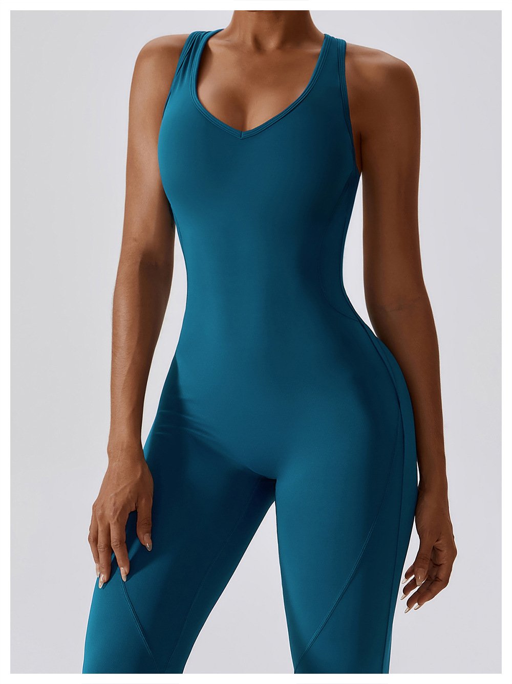 European And American Quick-drying Tight-fitting Yoga Suit Dance Sports Fitness Suit Hip-lifting And Abdominal-tightening Micro-hora Lianhe Yoga Suit 8117