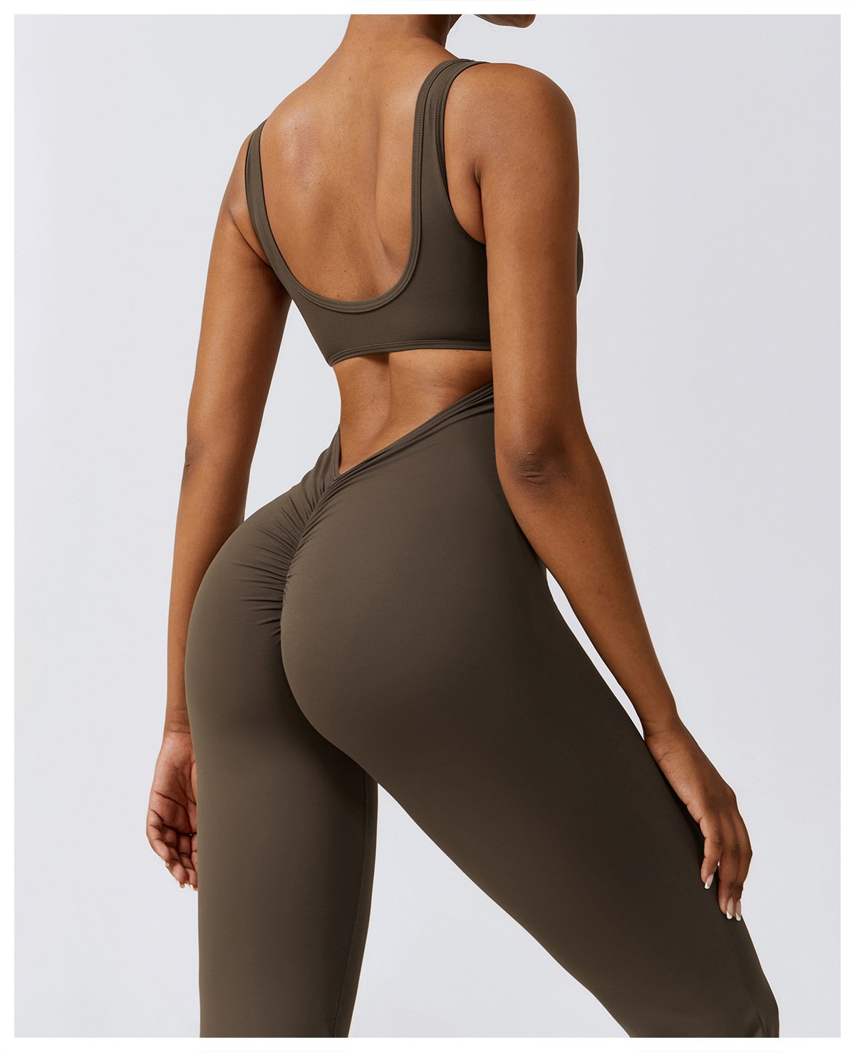 The United States Hollow-out Back Jumpsuit Peach Hip-lifting Sports Fitness Suit Micro-hora Jumpsuit Yoga Suit