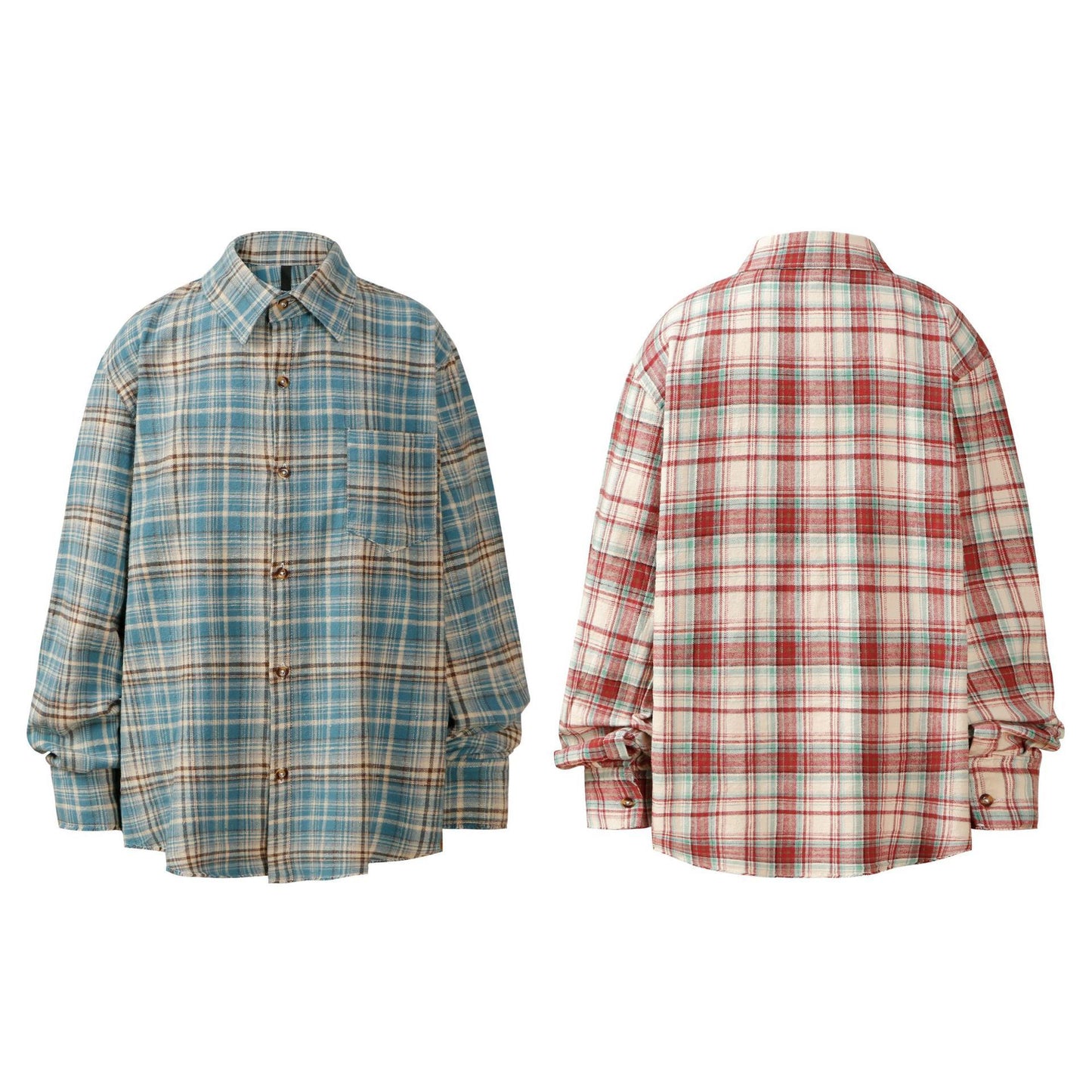 American-style Retro Plaid Shirt Long-sleeved Loose High-end Sense Hiphop Plaid Fur-edged Shirt Jacket