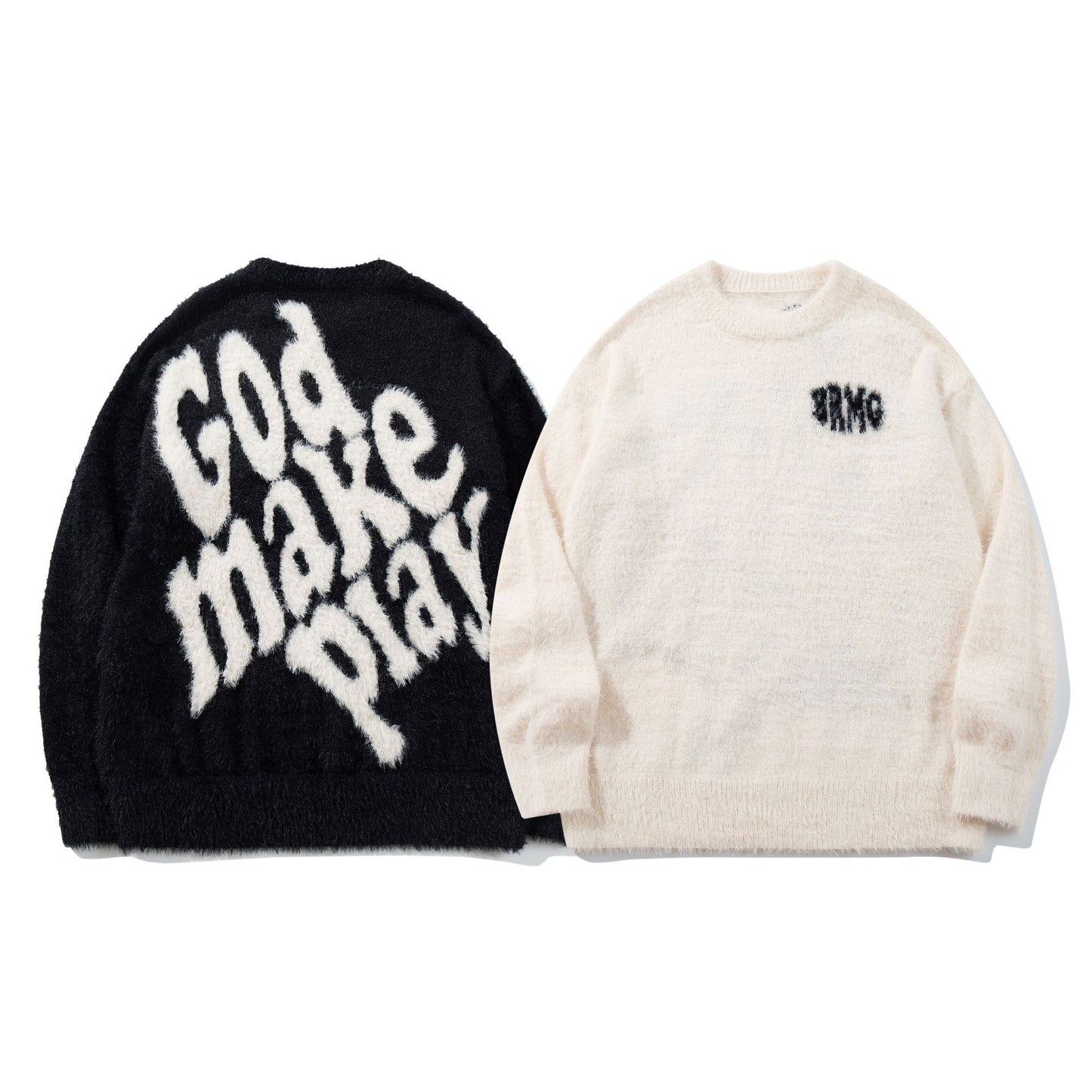 Vintage Vintage Sweater Alphabet Jacquard Soft Waxy Sweater Men's And Women's Loose National Fashion Brand Sweater