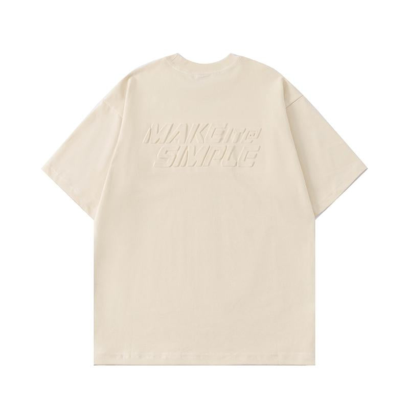 Streetwear Letter Embossed T Shirts Oversize Short Sleeve Cotton Tee Casual Round Neck Summer Hip Hop