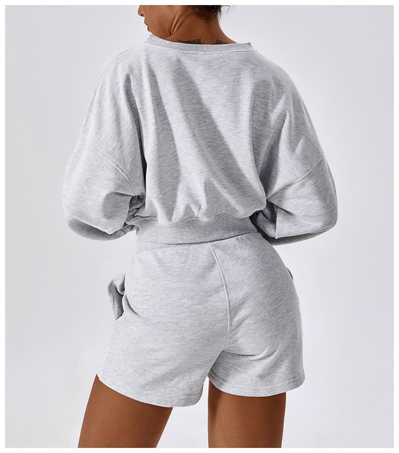 European And American Loose Long Sleeve Sports Sweat Outdoor Warm V-neck Pullover All-match Casual Sweat Top 8235