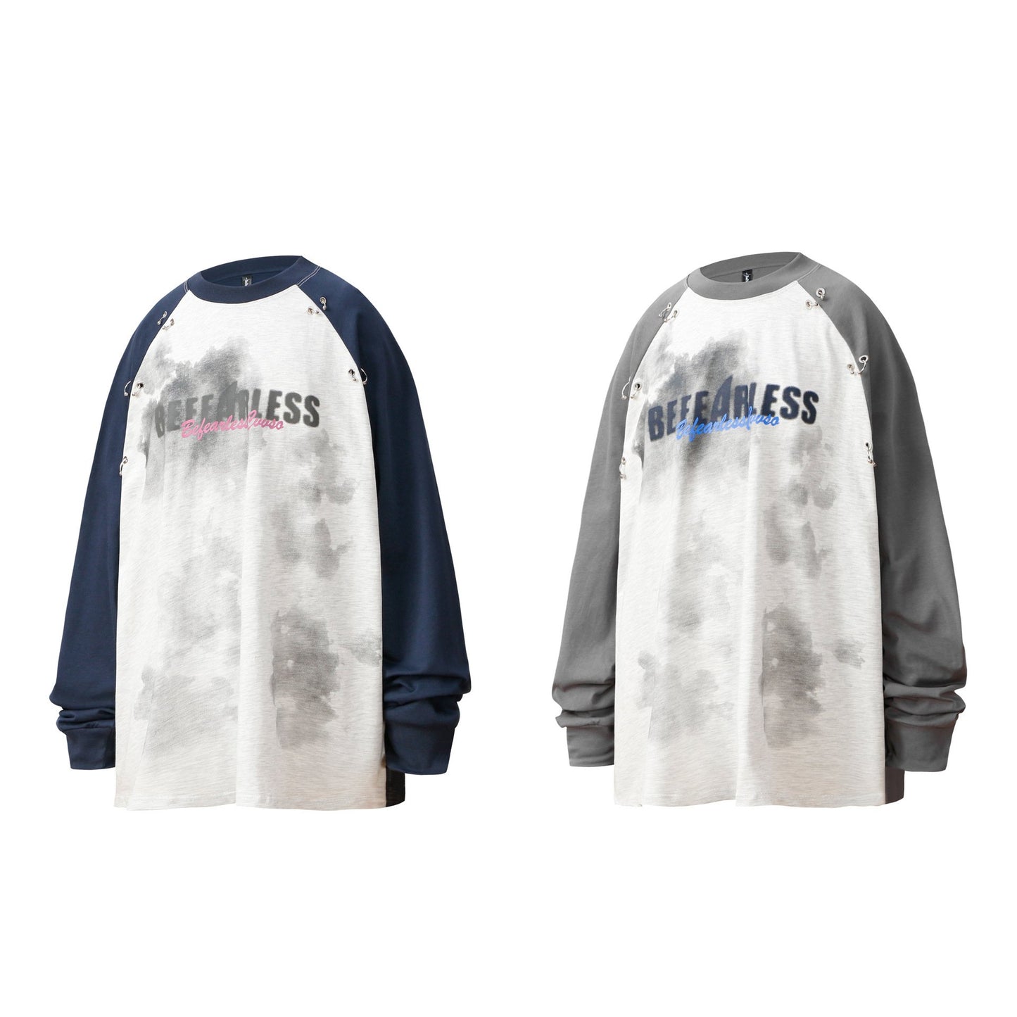 Niche Design Sense Buckle Stitching Long-sleeved T-shirt Men's And Women's Oversize College Style Couple's Top