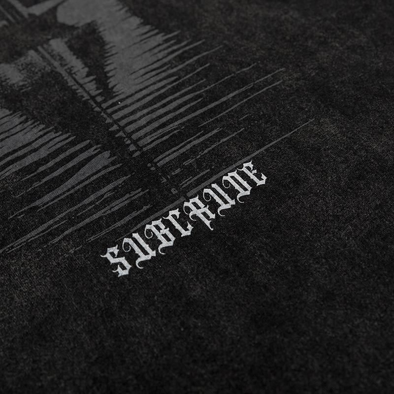 Streetwear Ship Graphic T Shirt Washed Loose Tees Hip Hop Fashion Summer Casual Top Short Sleeve Black