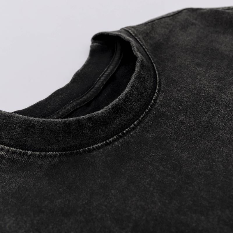 T Shirts Vintage Loose Streetwear Short Sleeve Cotton Tee Casual Round Neck Summer Solid Color Washed