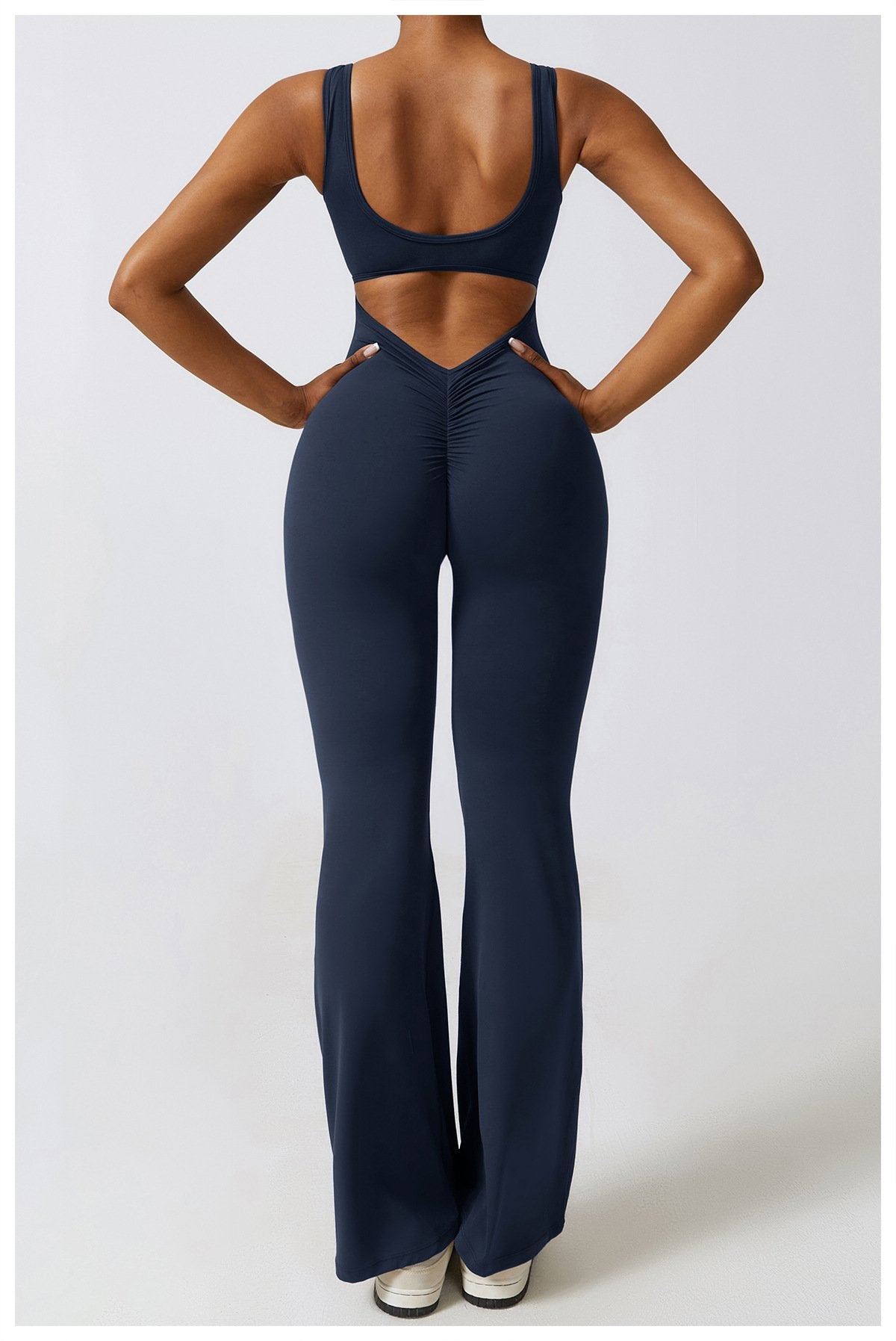 The United States Hollow-out Back Jumpsuit Peach Hip-lifting Sports Fitness Suit Micro-hora Jumpsuit Yoga Suit