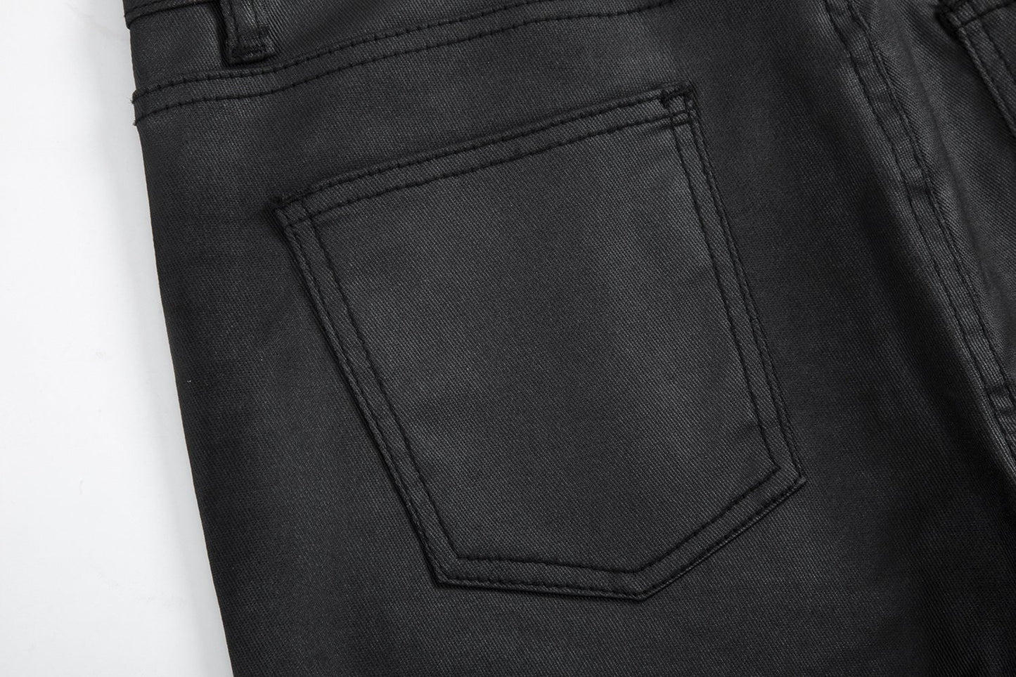 Bright Brushed Wax Coated Micro-La Casual Trousers Men's High Street Trendy American Solid Color Loose Horn Pants