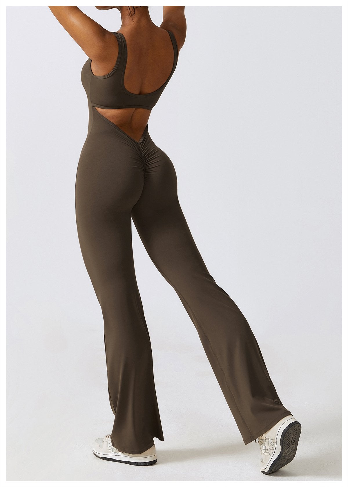 The United States Hollow-out Back Jumpsuit Peach Hip-lifting Sports Fitness Suit Micro-hora Jumpsuit Yoga Suit