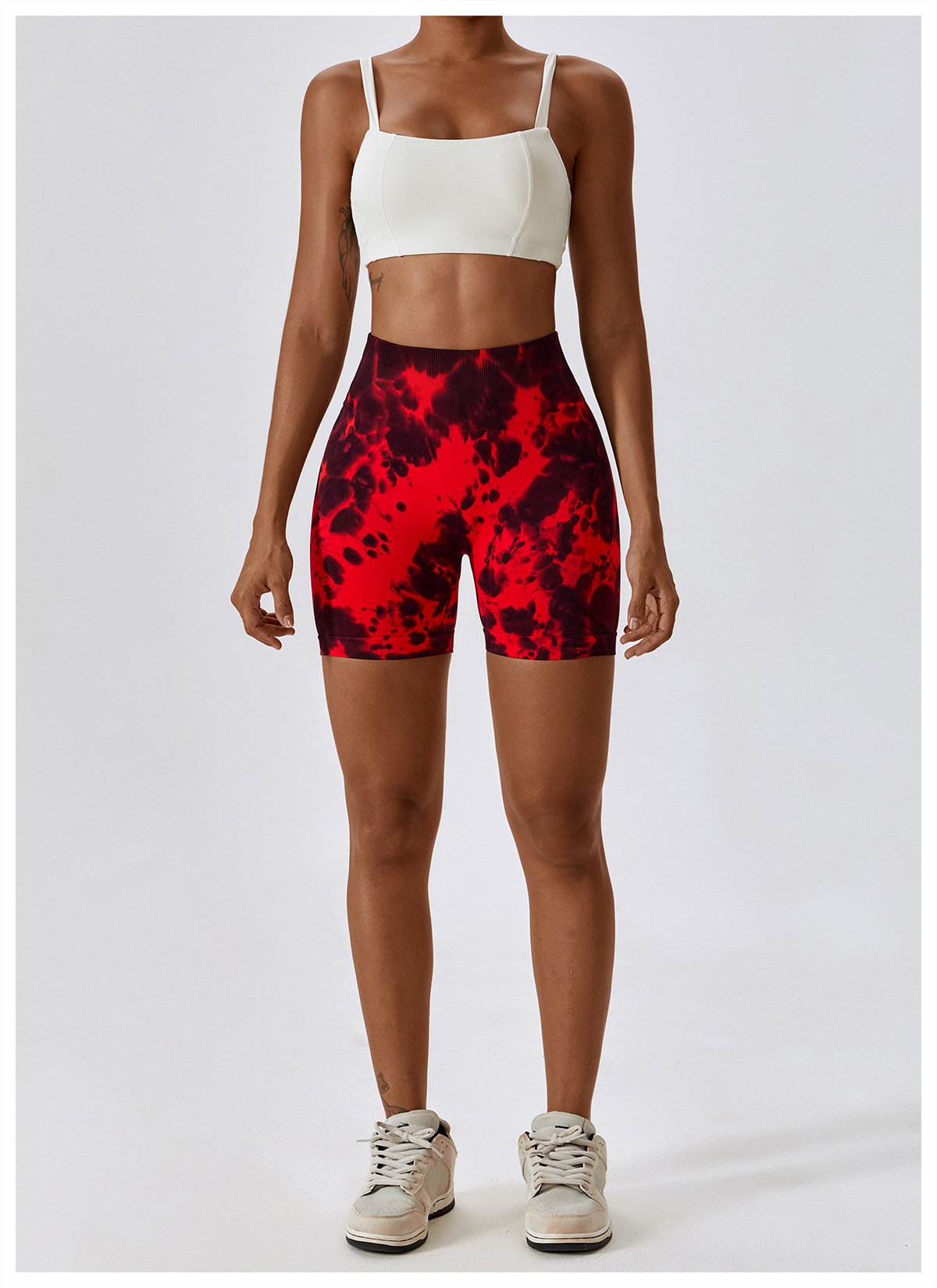 European And American Tie-Dye Seamless Yoga Shorts High Waist Hip-lifting Fitness Pants Belly Tight Sports Shorts Women's 7356