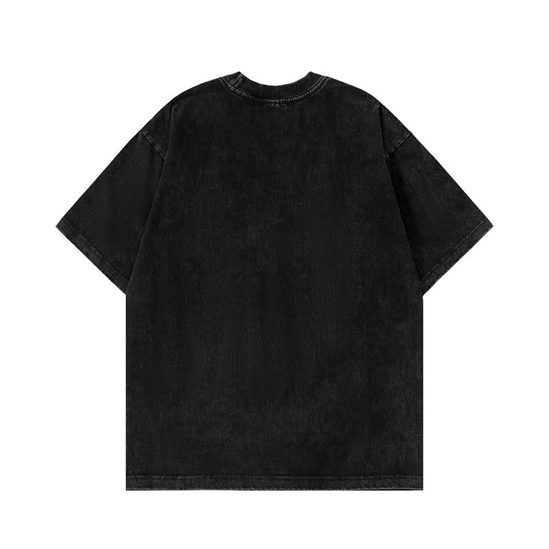 T Shirts Vintage Loose Streetwear Short Sleeve Cotton Tee Casual Round Neck Summer Solid Color Washed