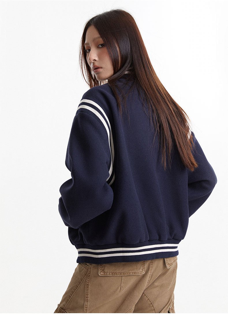 Badge Letter Embroidered Button Autumn And Winter New All-match Casual Sports Jacket Coat