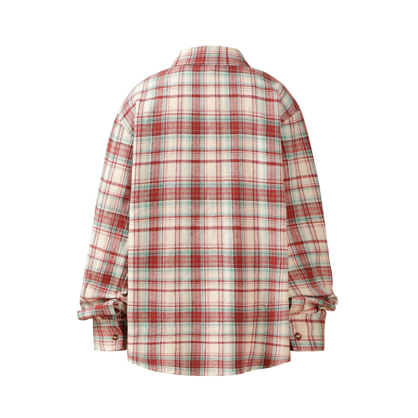 American-style Retro Plaid Shirt Long-sleeved Loose High-end Sense Hiphop Plaid Fur-edged Shirt Jacket