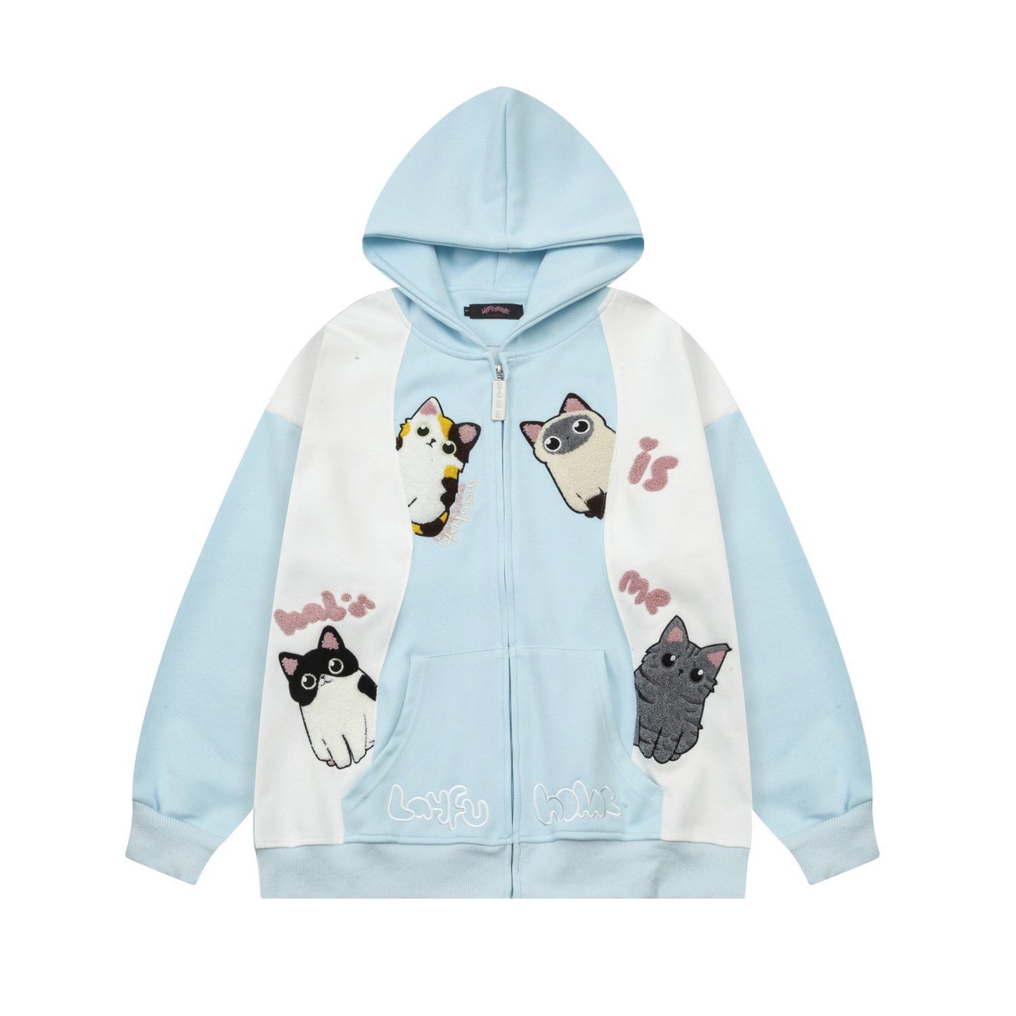 American-style Retro Cat-haunts Cardigan Hoodie Men's And Women's Couples Loose Casual All-match Jacket