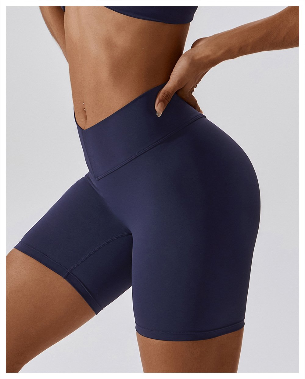 European And American Naked Tight Yoga Shorts Women's High Waist Hip-lifting Fitness Pants Running Tight Sports Shorts 8233