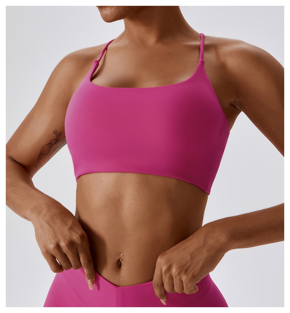 European And American Summer Shockproof Naked Yoga Bra Outer Wear Running Fitness Sports Underwear Beauty Back Yoga Vest 8233