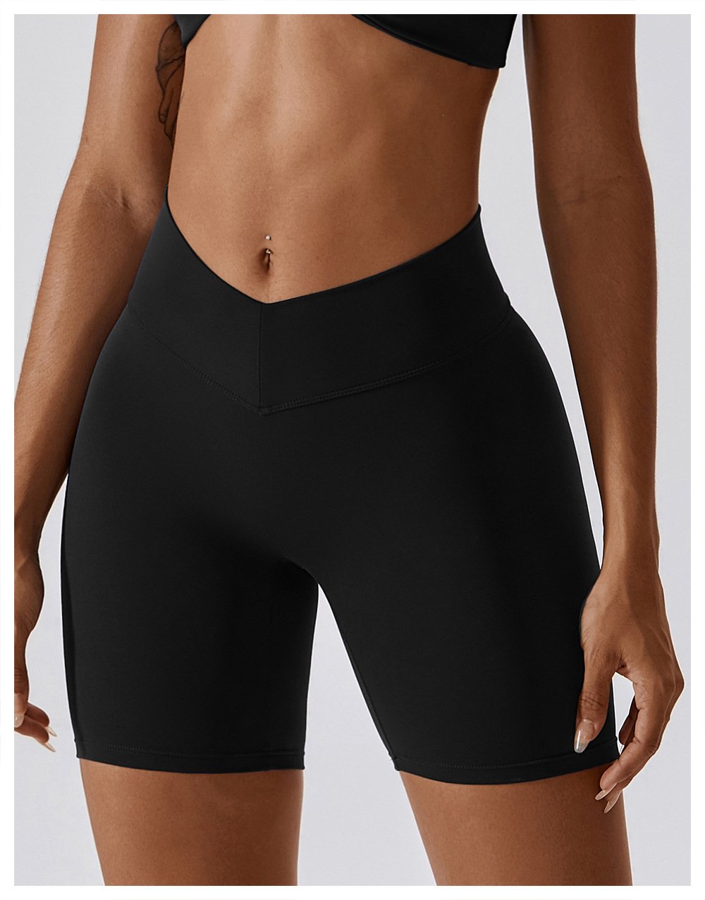 European And American Naked Tight Yoga Shorts Women's High Waist Hip-lifting Fitness Pants Running Tight Sports Shorts 8233