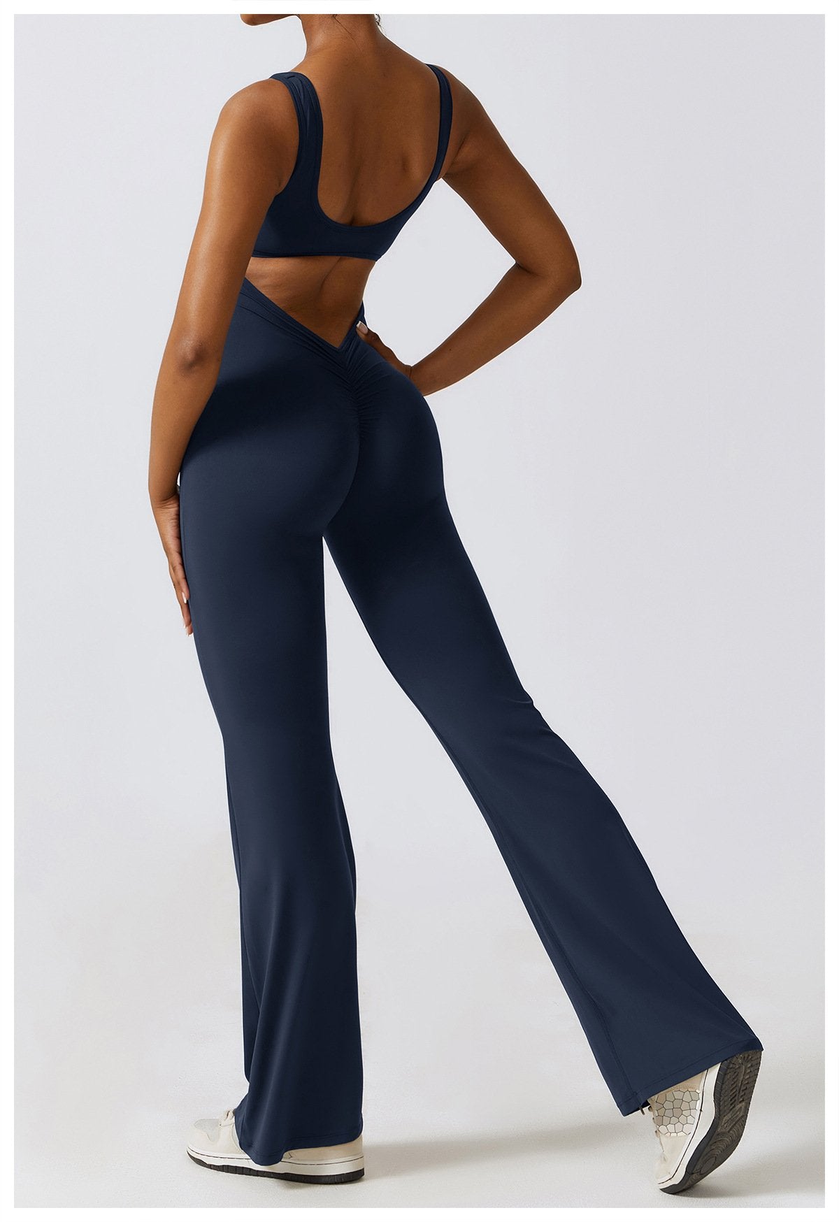 The United States Hollow-out Back Jumpsuit Peach Hip-lifting Sports Fitness Suit Micro-hora Jumpsuit Yoga Suit