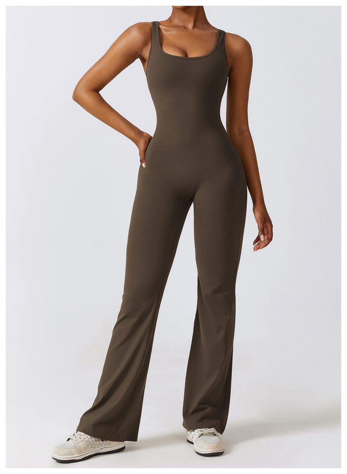 The United States Hollow-out Back Jumpsuit Peach Hip-lifting Sports Fitness Suit Micro-hora Jumpsuit Yoga Suit